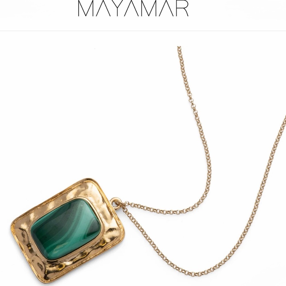 24k Gold Plated Malachite Pendant Necklace by: Mayamar(030)retail $180